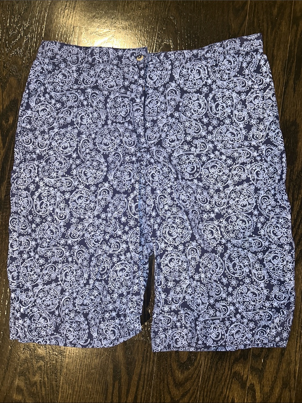 Fresh produce Men's Blue Paisley Print Flat Front Shorts Large 100% Cotton